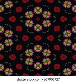 Hexagonal symmetry vector pattern. Geometric ornaments for ceramic tile, surface design, textiles, printing, wallpaper. The endless colorful texture with abstract stars.