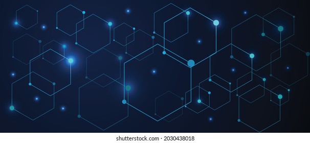 hexagonal technology background with blue light