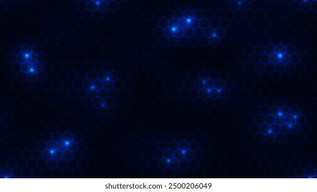 Tecnología hexagonal de fondo azul. Patrón de cuadrícula hexagonal del ciberespacio.