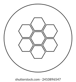 Hexagonal technology concept hexagon six items bee sota geometry six sided polygon icon in circle round black color vector illustration image outline contour line thin style