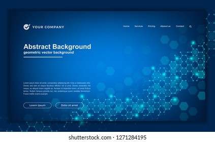 Hexagonal technology, molecule, genetic, chemical compounds abstract vector background for your website or landing page. Abstract geometric background with connected lines and dots.