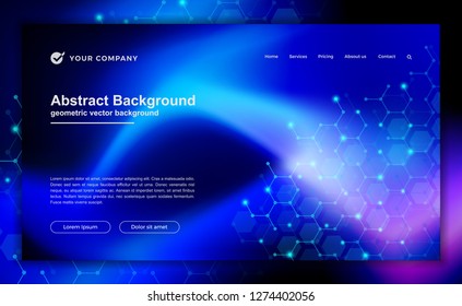 Hexagonal technology, molecule, genetic, chemical compounds abstract vector background for your website or landing page. Abstract modern background with connected lines and dots.