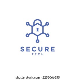 hexagonal technology security pad lock lines modern logo design vector icon illustration template