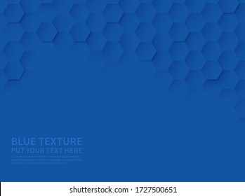 Hexagonal Texture. Ocean Blue Honeycomb 3d Geometric Pattern, Abstract Tech Science Modern Paper Cut Vector Website Wallpaper Template Background