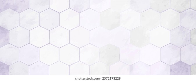 Hexagonal tile background, background with a light purple color, background featuring a subtle marble texture, purple and white hues. Minimal marble texture with hexagon pattern background vector