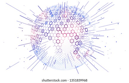  Hexagonal vector grid globe representing high tech, cloud computing and internet big data