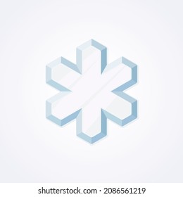 Hexagonaler volumetrischer Schneeflocken. Vektorgrafik einzeln auf weißem Hintergrund 