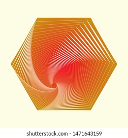 hexagonal vortex symbol in orange on ivory background