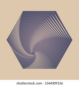 hexagonal vortex symbol in retro purple on ivory background