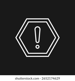 Sinal de aviso hexagonal e ícone de alerta de perigo com ponto de exclamação para erros do sistema e avisos de segurança