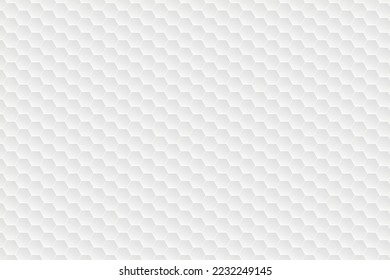 Hexagonal white pattern. Abstract white background of Embossed surface Hexagon, Honeycomb modern pattern concept, Creative light and shadow style.