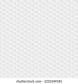 Hexagonal white pattern. Abstract white background of Embossed surface Hexagon, Honeycomb modern pattern concept, Creative light and shadow style.