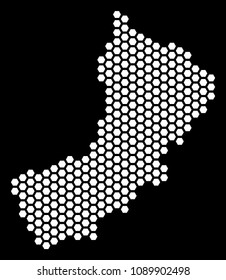 Hexagonal Yemen map. Vector geographic scheme on a black background. Abstract Yemen map concept is composed of hexagon spots.