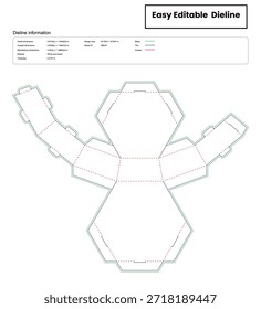 hexagonal_box dieline template box dieline die lines packaging custom dieline  box cardboard box dieline pizza printable product packaging layout,