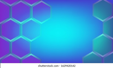 Hexagonals with blue green gradient mesh background, nice for wallpaper, banner and card