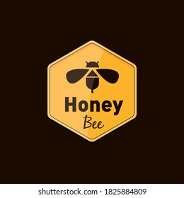 hexagonial badge and bee logo for honey brand