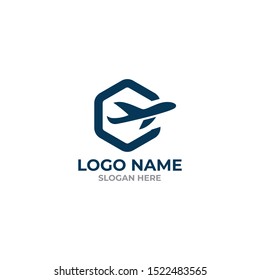 Hexagon/Plane logo design template full vector EPS 10
