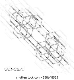 Hexagons abstract background. Geometric science and technology motion design. Digital data visualization concept. Scientific vector illustration