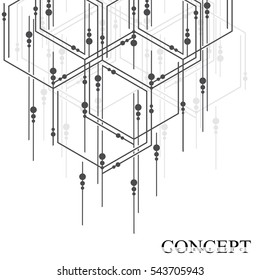 Hexagons abstract background. Geometric science and technology motion design. Digital data visualization concept. Scientific vector illustration