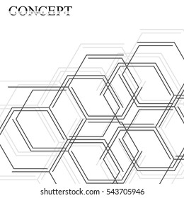 Hexagons abstract background. Geometric science and technology motion design. Digital data visualization concept. Scientific vector illustration