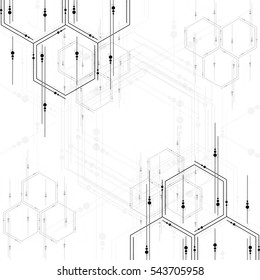 Hexagons abstract background. Geometric science and technology motion design. Digital data visualization concept. Scientific vector illustration