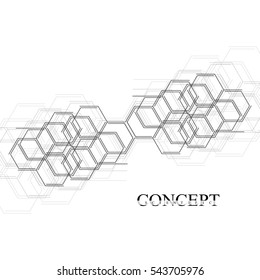 Hexagons abstract background. Geometric science and technology motion design. Digital data visualization concept. Scientific vector illustration