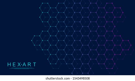 Hexagons abstract background with geometric shapes. Science, technology and medical concept. Futuristic background in science style. Graphic hex background for your design. Vector illustration