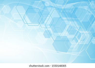 Hexagons abstract background with geometric shapes. Science, technology and medical concept. Futuristic background in science style. Graphic hex background for your design. Vector illustration
