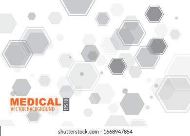 Hexagons abstract background with geometric shapes. Science, technology and medical concept. Futuristic background in science style. Graphic hex background for your design. Vector illustration