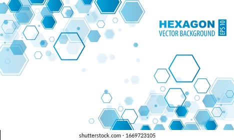 Hexagons abstract background with geometric shapes. Science, technology and medical concept. Futuristic background in science style. Graphic hex background for your design. Vector illustration