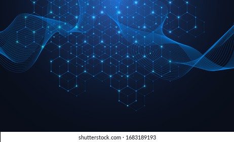 Hexagons abstracta fondo con formas geométricas. Ciencia, tecnología y concepto médico. Antecedentes futuristas de estilo científico. Fondo hexagonal gráfico para su diseño. Ilustración del vector