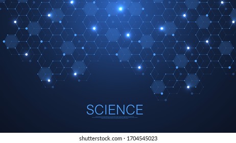 Hexagons abstracta fondo con formas geométricas. Ciencia, tecnología y concepto médico. Antecedentes futuristas de estilo científico. Fondo hexagonal gráfico para su diseño. Ilustración del vector
