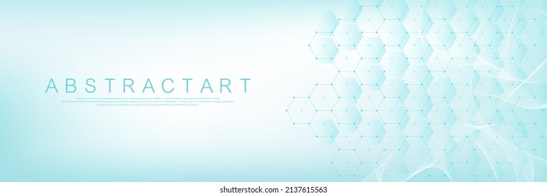 Hexagons abstract background with geometric shapes. Science, technology and medical concept. Futuristic background in science style. Graphic hex background for your design. Vector illustration