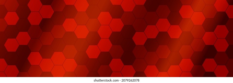 Hexagons. Resumen de fondo horizontal en rojo. Bee honeycomb. Ilustración vectorial.