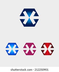 Hexagons  with arrow icon