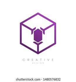 Hexagons with bright and elegant colors. Creative and modern logo design.