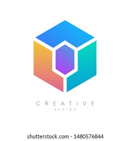 Hexagons with bright and elegant colors. Creative and modern logo design.