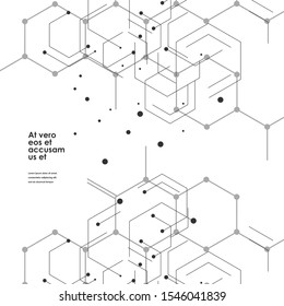 Hexagons connect abstract background. Geometric science and technology motion design. Vector illustration.