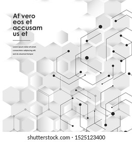 Hexagons connect background and abstract science design. Vector illustration