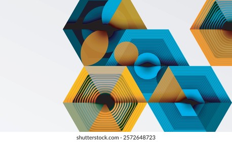 Hexagons, diamonds pattern. Geometric repeating hexagon background