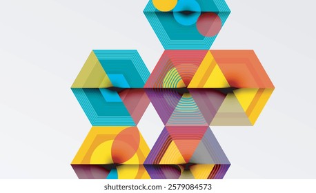 Hexagons, diamonds pattern. Geometric repeating hexagon background