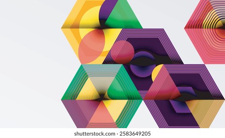 Hexagons, diamonds pattern. Geometric repeating hexagon background