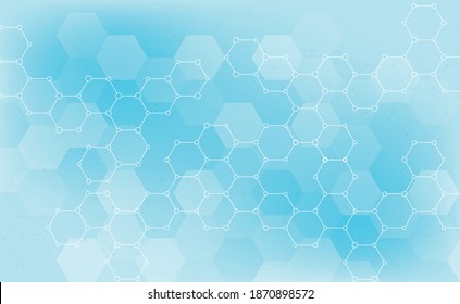 Hexagons of different sizes on a blue background - Vector illustration