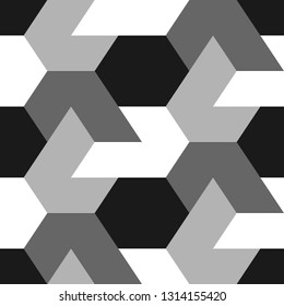 Hexagons, figures ornament. Geometrical backdrop. Shapes wallpaper. Geometric background. Polygonal motif. Digital paper, textile print, abstract. Seamless pattern. Vector.