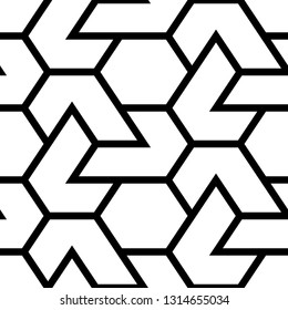 Hexagons, figures ornament. Geometrical backdrop. Shapes wallpaper. Geometric background. Polygonal motif. Digital paper, textile print, abstract. Seamless pattern. Vector.