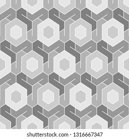 Hexagons, figures ornament. Geometrical backdrop. Shapes background. Geometric wallpaper. Polygonal motif. Digital paper, textile print, abstract. Seamless pattern. Vector