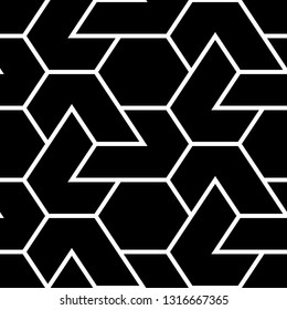 Hexagons, figures ornament. Geometrical backdrop. Shapes wallpaper. Geometric background. Polygonal motif. Digital paper, textile print, abstract. Seamless pattern. Vector