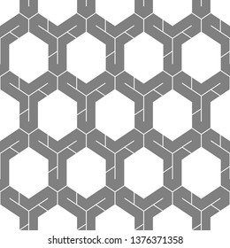 Hexagons, figures ornament. Geometrical backdrop. Shapes background. Geometric wallpaper. Polygonal motif. Digital paper, textile print, abstract. Seamless pattern. Vector