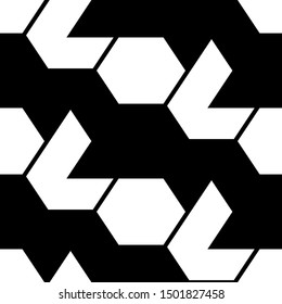 Hexagons, figures ornament. Geometrical backdrop. Shapes wallpaper. Geometric background. Polygonal motif. Digital paper, textile print, abstract. Seamless pattern. Vector.