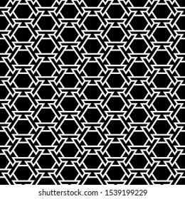 Hexagons, figures ornament. Geometrical backdrop. Shapes wallpaper.  Seamless pattern. Vector